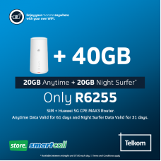 Huawei 5G CPE MAX3 White + 40GB Telkom LTE Data